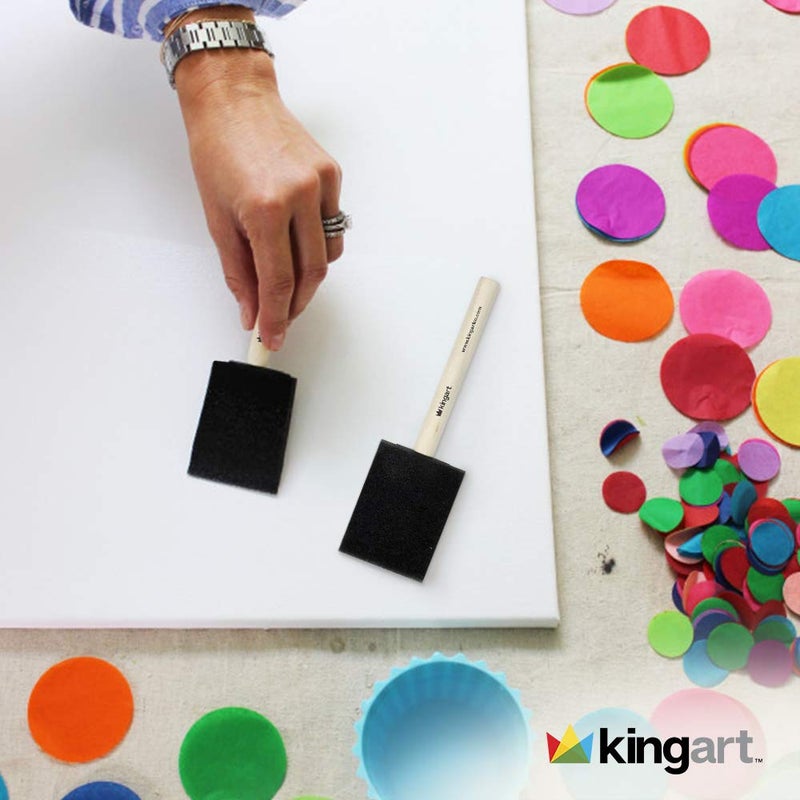KINGART 242-20 Foam 20 Pc. Value Pack 2" Brush Set, Short Wood Handle, for Oil, Acrylic & Watercolor Paint, Great for Crafts, DIY Home Projects, Hobbies & Group Activities - Image 3